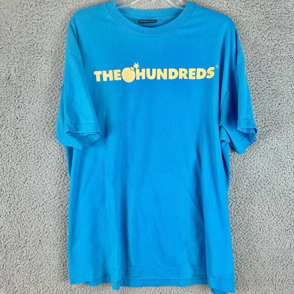 The Hundreds Graphic Box Logo Spellout Blue Tee Adult Size XL - Picture 1 of 4